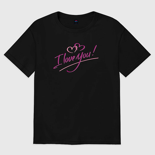 Женская футболка оверсайз I love you 2 heart / Черный – фото 1