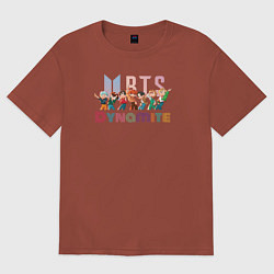 Футболка оверсайз женская Bangtan boys BTS, цвет: кирпичный