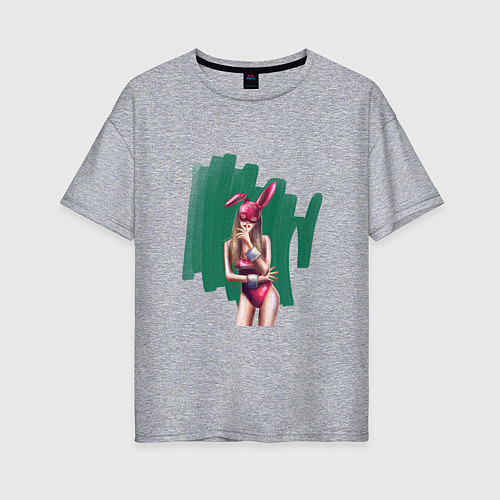 Женская футболка оверсайз Девушка с ушками / Меланж – фото 1