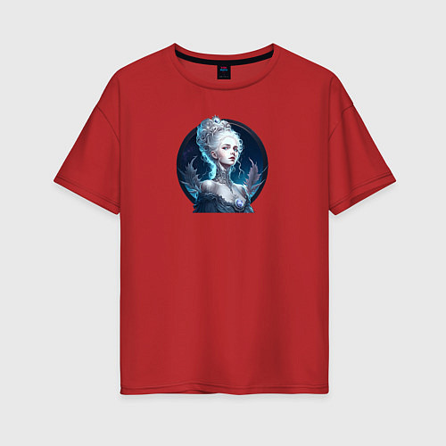 Женская футболка оверсайз Портрет красивой девуки, нейросеть / Красный – фото 1