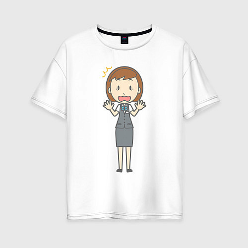 Женская футболка оверсайз Офисная леди в испуге / Белый – фото 1