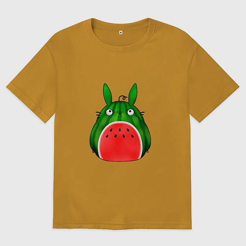 Женская футболка оверсайз Арбузный Тоторо / Горчичный – фото 1