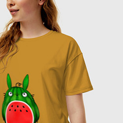 Футболка оверсайз женская Арбузный Тоторо, цвет: горчичный — фото 2