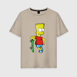 Женская футболка оверсайз Барт и скейт