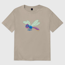Футболка оверсайз женская Милая мультяшная стрекоза, цвет: миндальный