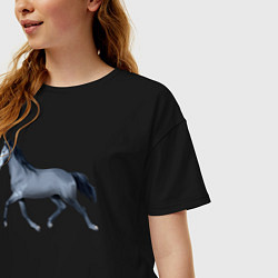 Футболка оверсайз женская Голштинская лошадь, цвет: черный — фото 2