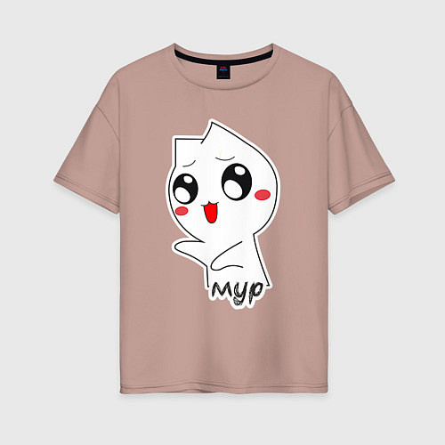 Женская футболка оверсайз Котик Мур / Пыльно-розовый – фото 1