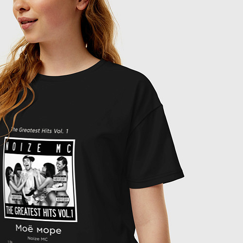 Женская футболка оверсайз Noize MC Моё море / Черный – фото 3
