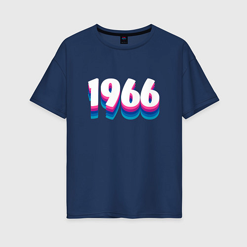 Женская футболка оверсайз Made in 1966 vintage art / Тёмно-синий – фото 1