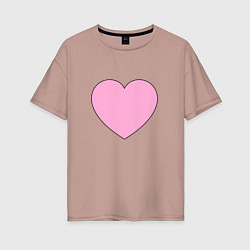 Женская футболка оверсайз Большое розовое сердечко