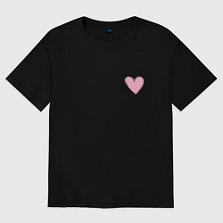 Футболка оверсайз женская Нарисованное сердце - мини, цвет: черный
