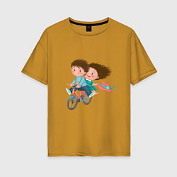Женская футболка оверсайз Влюбленные на велосипеде