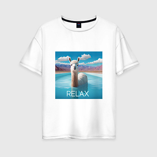 Женская футболка оверсайз Relax Lama / Белый – фото 1