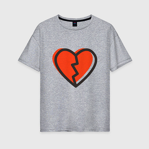 Женская футболка оверсайз Большое расколотое сердце / Меланж – фото 1