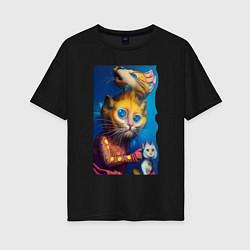 Женская футболка оверсайз Главный кот - нейросеть - art