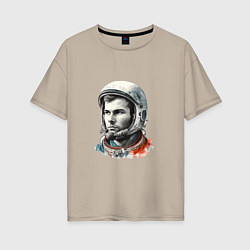 Женская футболка оверсайз Юрий Гагарин в современном стиле