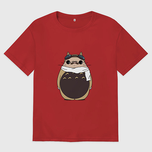 Женская футболка оверсайз Тоторо Порко Россо / Красный – фото 1