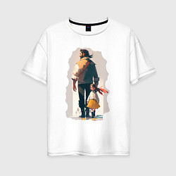 Футболка оверсайз женская Дочка и отец вместе, цвет: белый