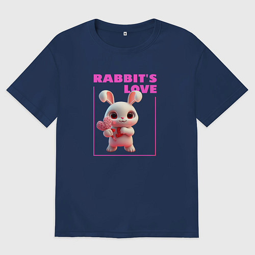 Женская футболка оверсайз Любовь кролика / Тёмно-синий – фото 1