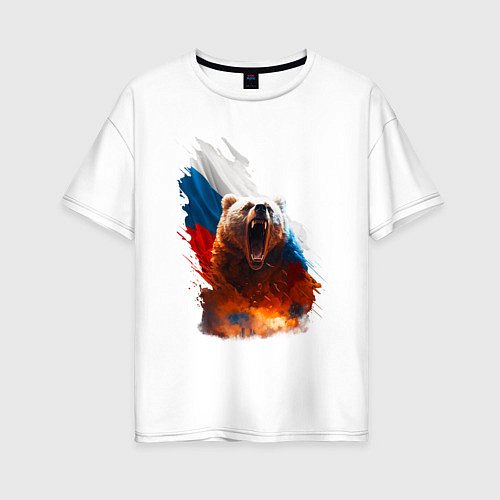 Женская футболка оверсайз Злой русский медведь / Белый – фото 1