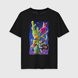 Женская футболка оверсайз Звёздный пацан с двумя котами - нейросеть - fantas