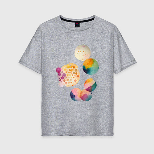 Женская футболка оверсайз Цветные пятна - абстракция / Меланж – фото 1