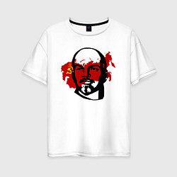 Женская футболка оверсайз Ленин на фоне СССР