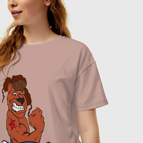 Женская футболка оверсайз Я русский медведь / Пыльно-розовый – фото 3