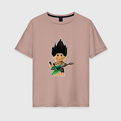 Женская футболка оверсайз Панк рок тролль с гитарой и микрофоном