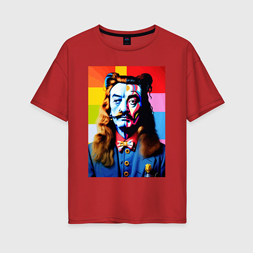 Женская футболка оверсайз Salvador Dali and neural network / Красный – фото 1