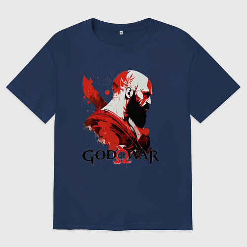 Женская футболка оверсайз Кратос, арт / Тёмно-синий – фото 1