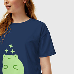 Футболка оверсайз женская Лягушка Kawaii, цвет: тёмно-синий — фото 2