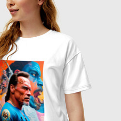 Футболка оверсайз женская Арнольд Шварценеггер - нейросеть - знаменитый актё, цвет: белый — фото 2