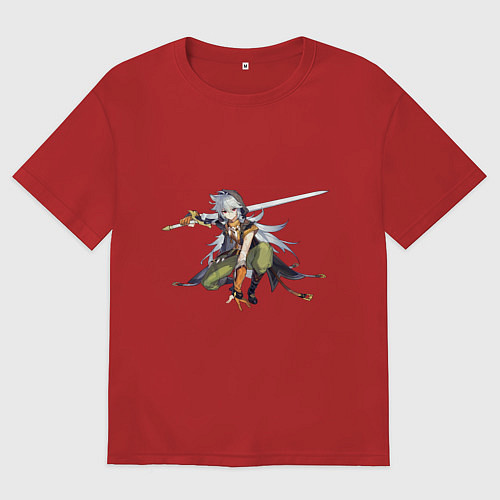 Женская футболка оверсайз Рэйзор из Genshin Impact / Красный – фото 1