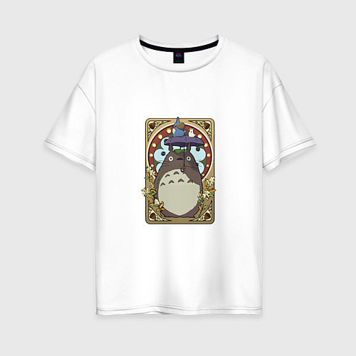 Женская футболка оверсайз Totoro card / Белый – фото 1