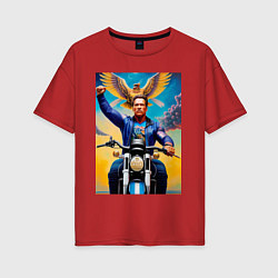 Женская футболка оверсайз Arnold Schwarzenegger on a cool motorcycle - neura