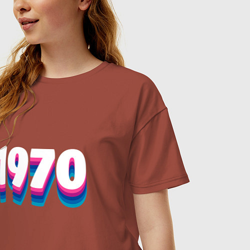 Женская футболка оверсайз Made in 1970 vintage art / Кирпичный – фото 3