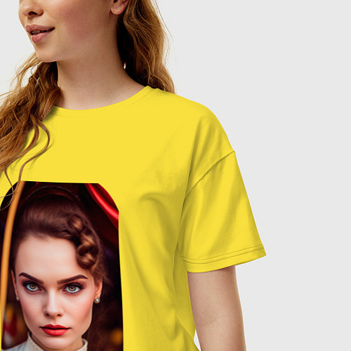 Женская футболка оверсайз Нейродевушка - кареглазая брюнетка / Желтый – фото 3