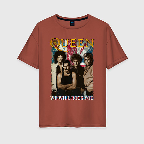 Женская футболка оверсайз Queen винтаж / Кирпичный – фото 1