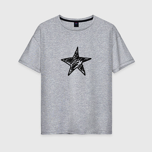 Женская футболка оверсайз Черная звезда / Меланж – фото 1