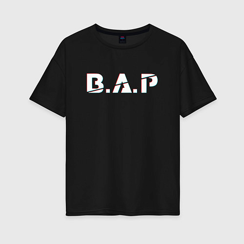 Женская футболка оверсайз B A P big glitch logo / Черный – фото 1