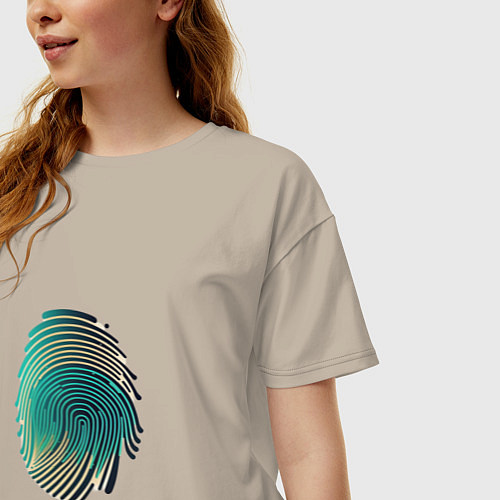 Женская футболка оверсайз Текстура кожи / Миндальный – фото 3