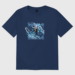 Футболка оверсайз женская Шэнь Хэ крио в действии, цвет: тёмно-синий