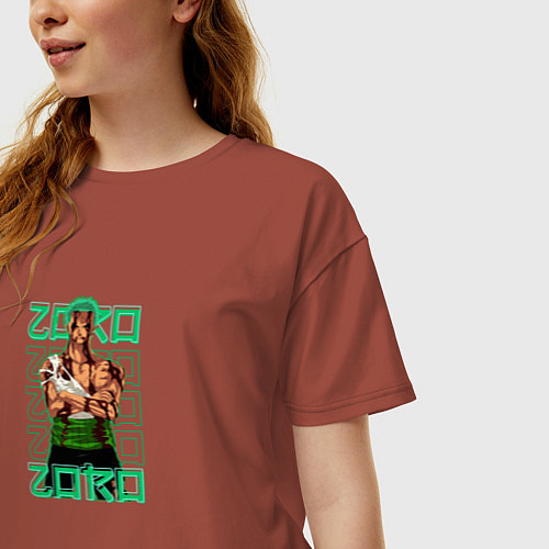 Женская футболка оверсайз Зоро Ророноа стоит насмерть / Кирпичный – фото 3