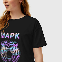 Футболка оверсайз женская Марк голограмма медведь, цвет: черный — фото 2