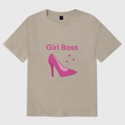 Женская футболка оверсайз Девушка Босс / Миндальный – фото 1