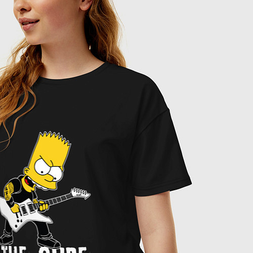 Женская футболка оверсайз The Cure Барт Симпсон рокер / Черный – фото 3