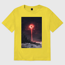 Футболка оверсайз женская Dark souls 3 Черное солнце, цвет: желтый