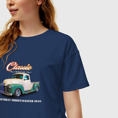 Женская футболка оверсайз Пикап Chevrolet Thriftmaster 1948 / Тёмно-синий – фото 3