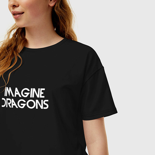 Женская футболка оверсайз Imagine Dragons Radioactive текст песни / Черный – фото 3